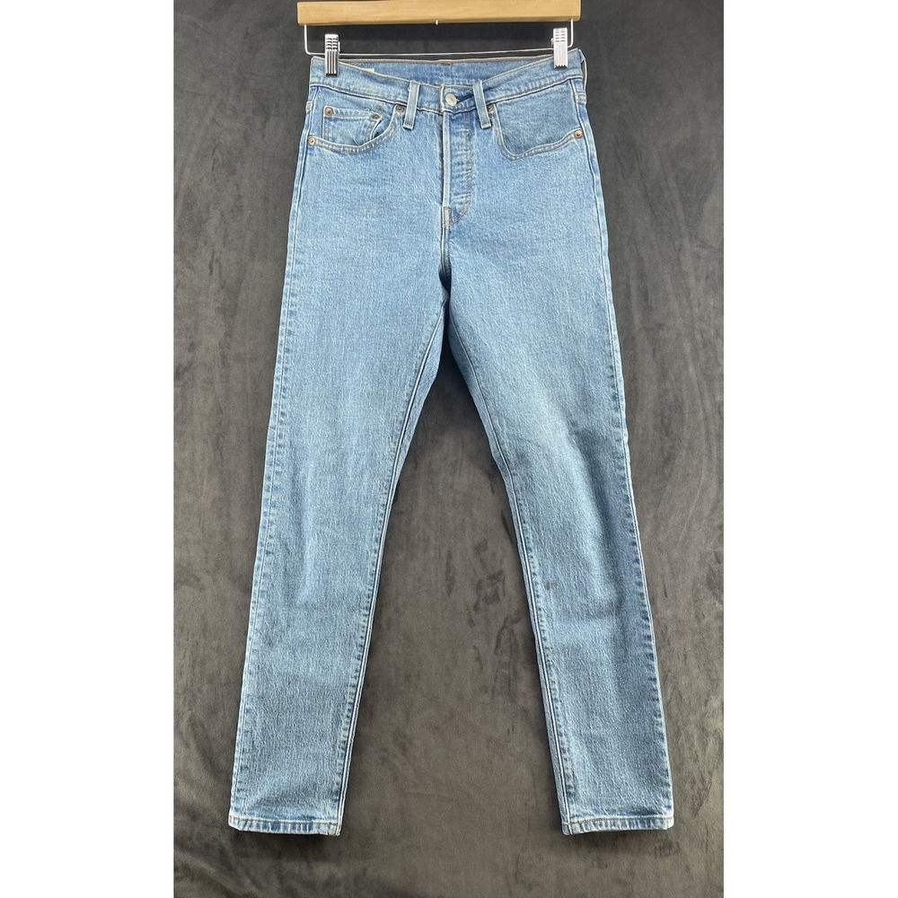 Levi's Premium 501 Skinny Jeans Womens W26 L30 Light Wash Stretch Denim